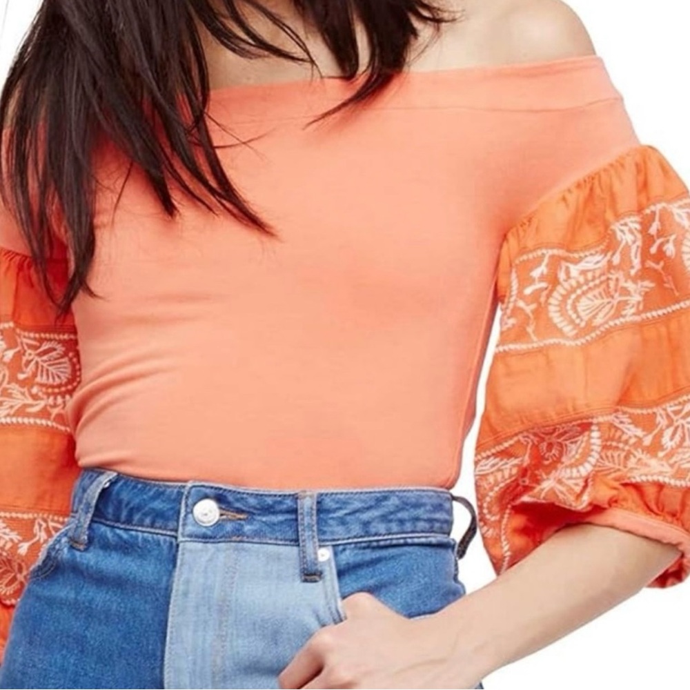 Free People Boho Embroidered Top